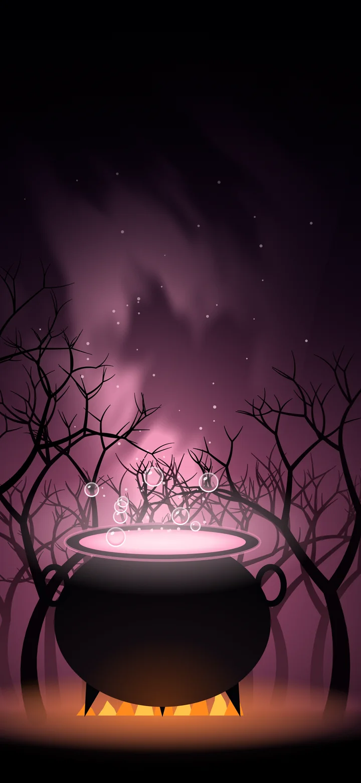 Pink Witch Cauldron wallpaper for iPhone and Android