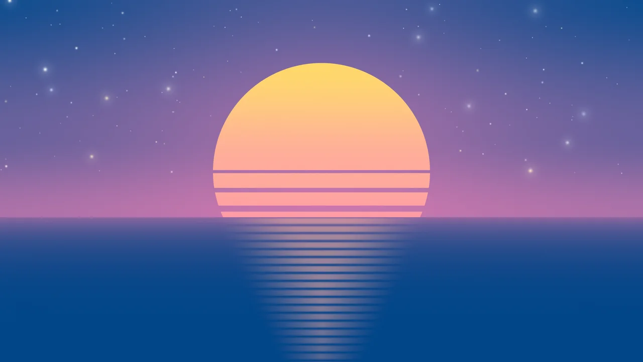 Preppy Blue and Pink Retro Striped Sun desktop wallpaper in 4K