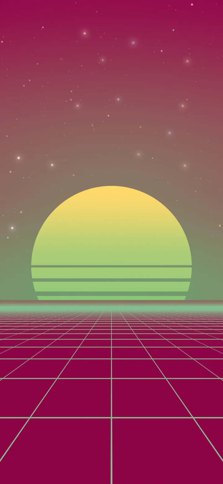 Preppy Pink and Green Synthwave Grid Sunset wallpaper for iPhone and Android