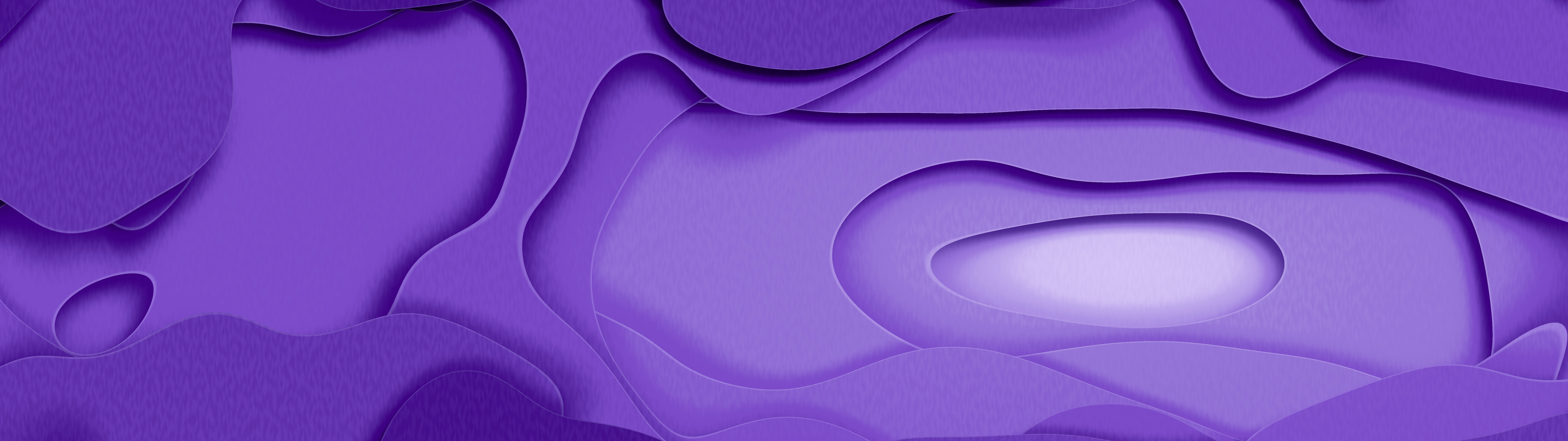 Purple 3D Layered Paper Cut dual monitor wallpaper, 7680 × 2160