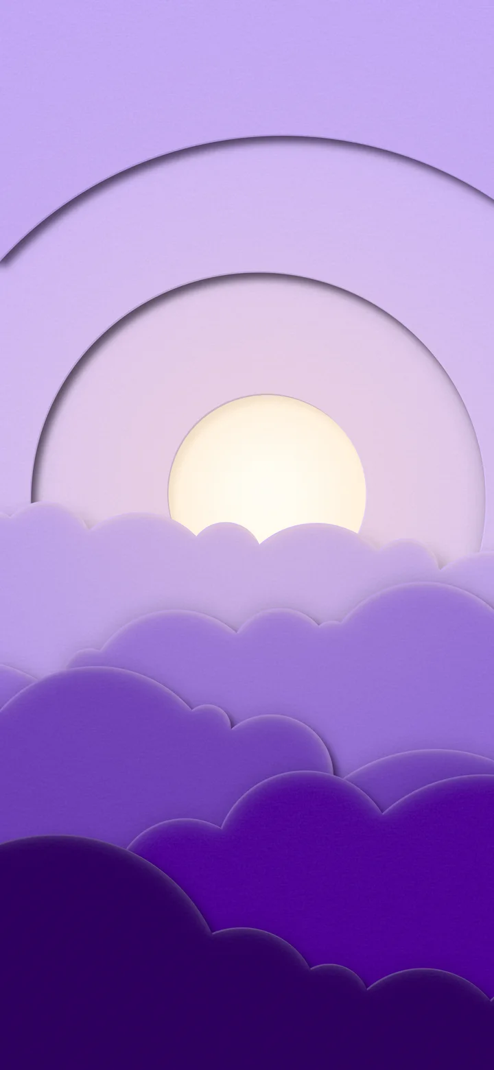 Purple 3D Paper Cut Clouds wallpaper for iPhone and Android
