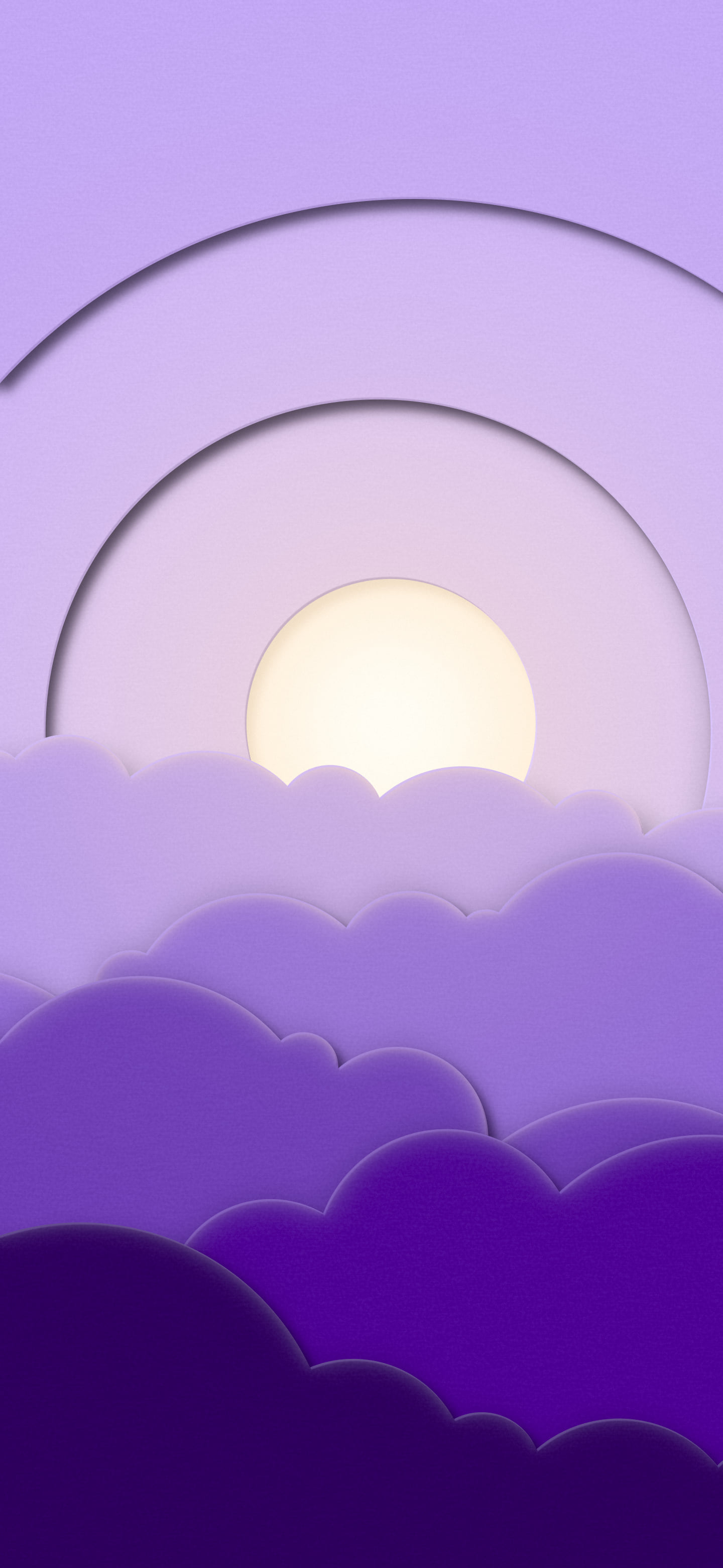 Purple 3D Paper Cut Clouds wallpaper for iPhone and Android
