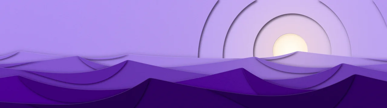 Purple 3D Paper Cut Desert Dunes at Sunset dual monitor wallpaper, 7680 × 2160