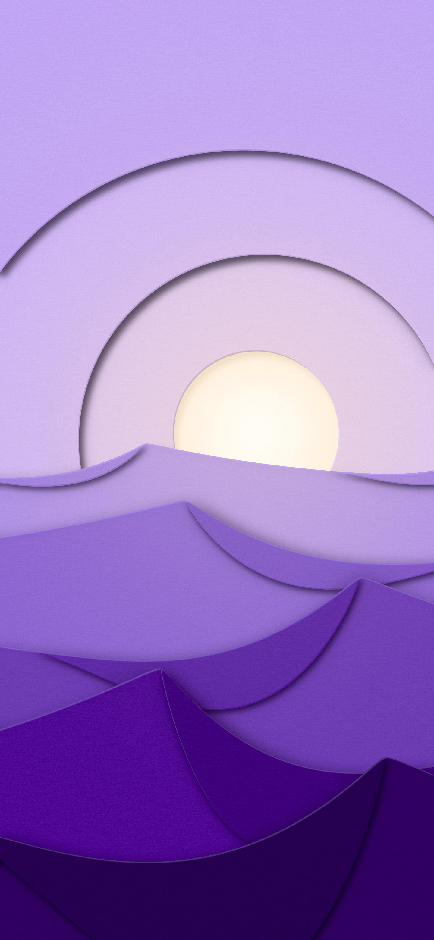 Purple 3D Paper Cut Desert Dunes at Sunset wallpaper for iPhone and Android