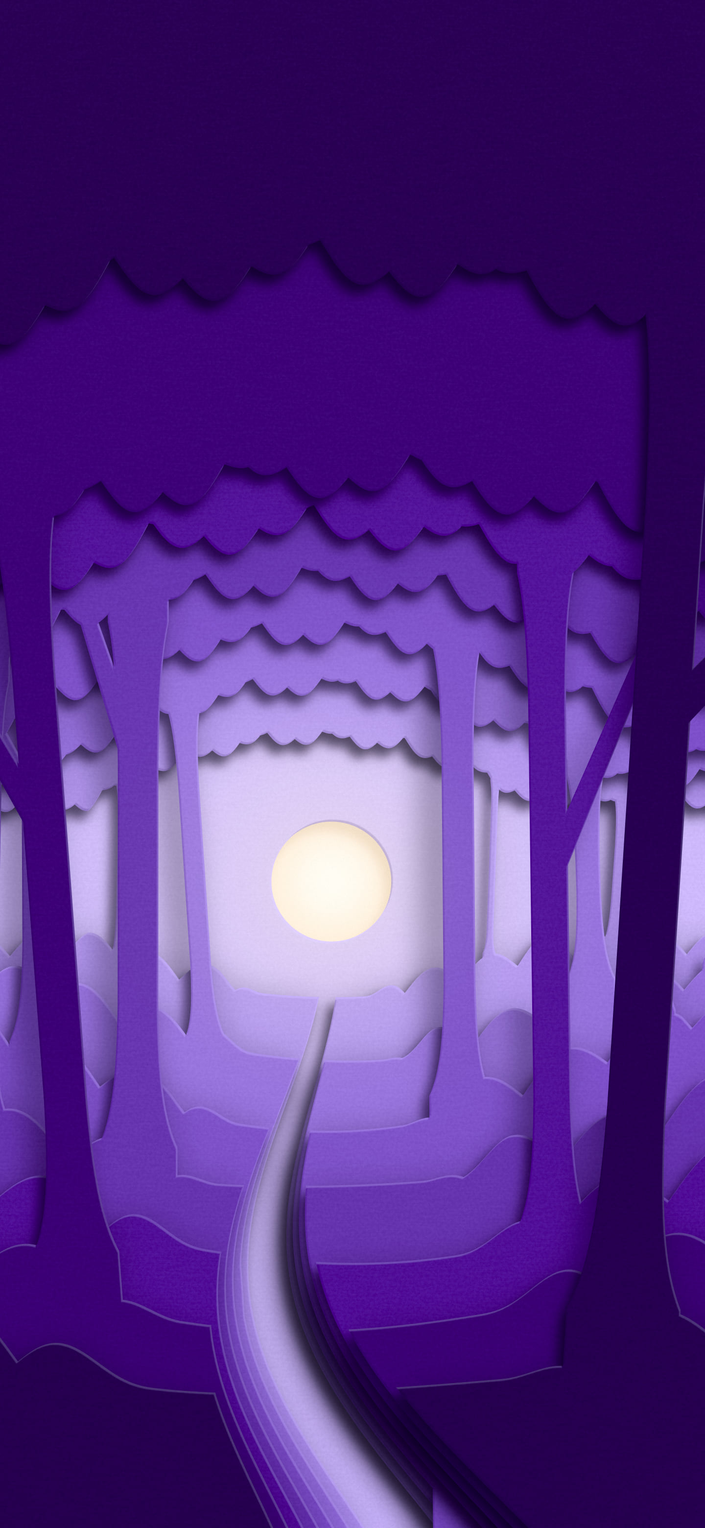 Purple 3D Paper Cut Forest wallpaper for iPhone and Android