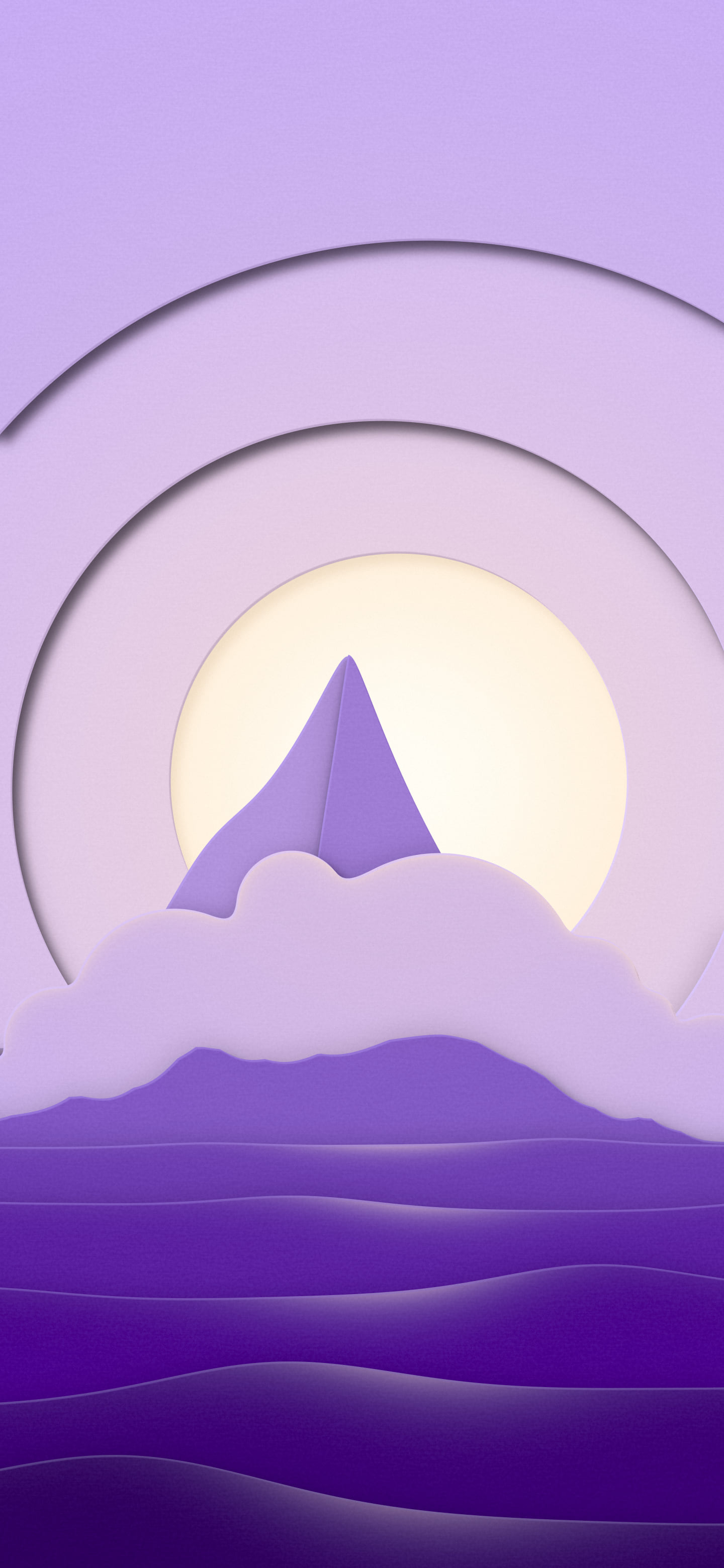 Purple 3D Paper Cut Island wallpaper for iPhone and Android