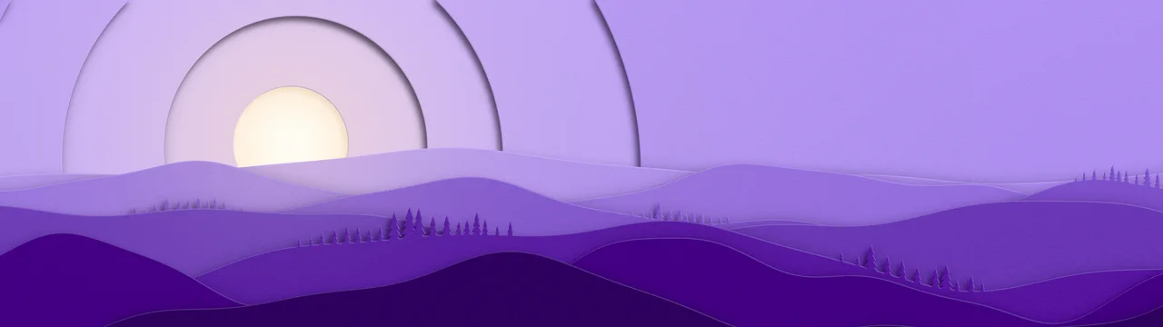 Purple 3D Paper Cut Rolling Hills dual monitor wallpaper, 7680 × 2160