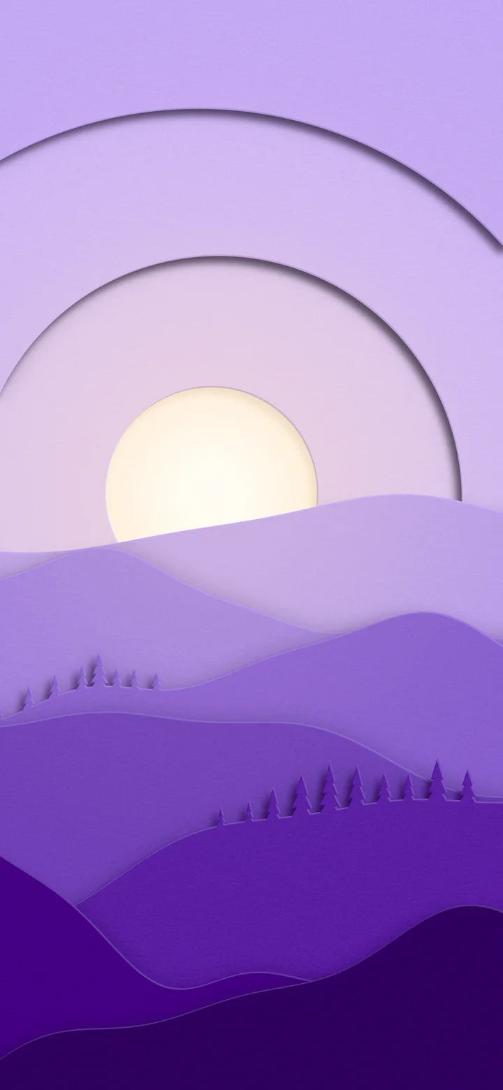 Purple 3D Paper Cut Rolling Hills wallpaper for iPhone and Android