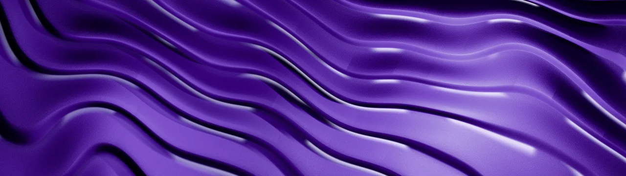 Purple 3D Wave Lines dual monitor wallpaper, 7680 × 2160