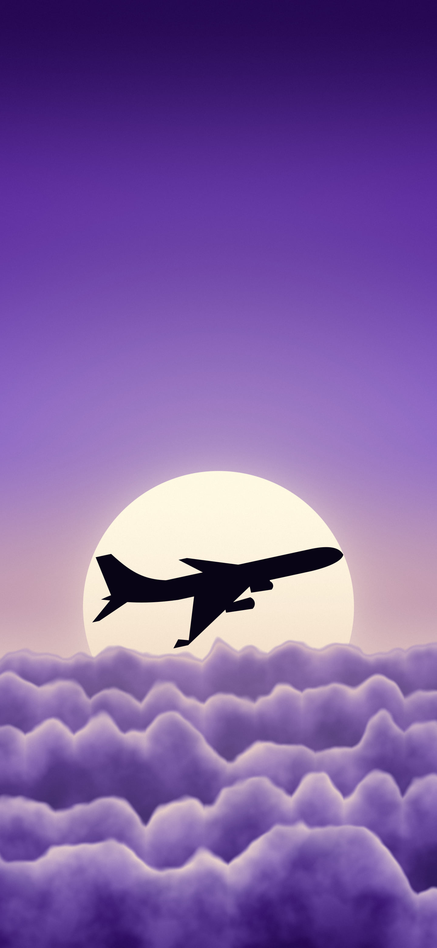 Purple Airplane Above the Clouds wallpaper for iPhone and Android