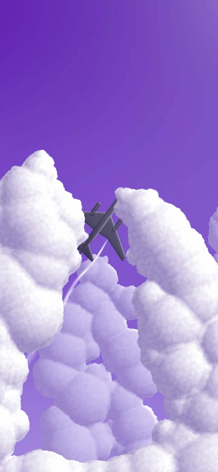 Purple Airplane in the Clouds wallpaper for iPhone and Android