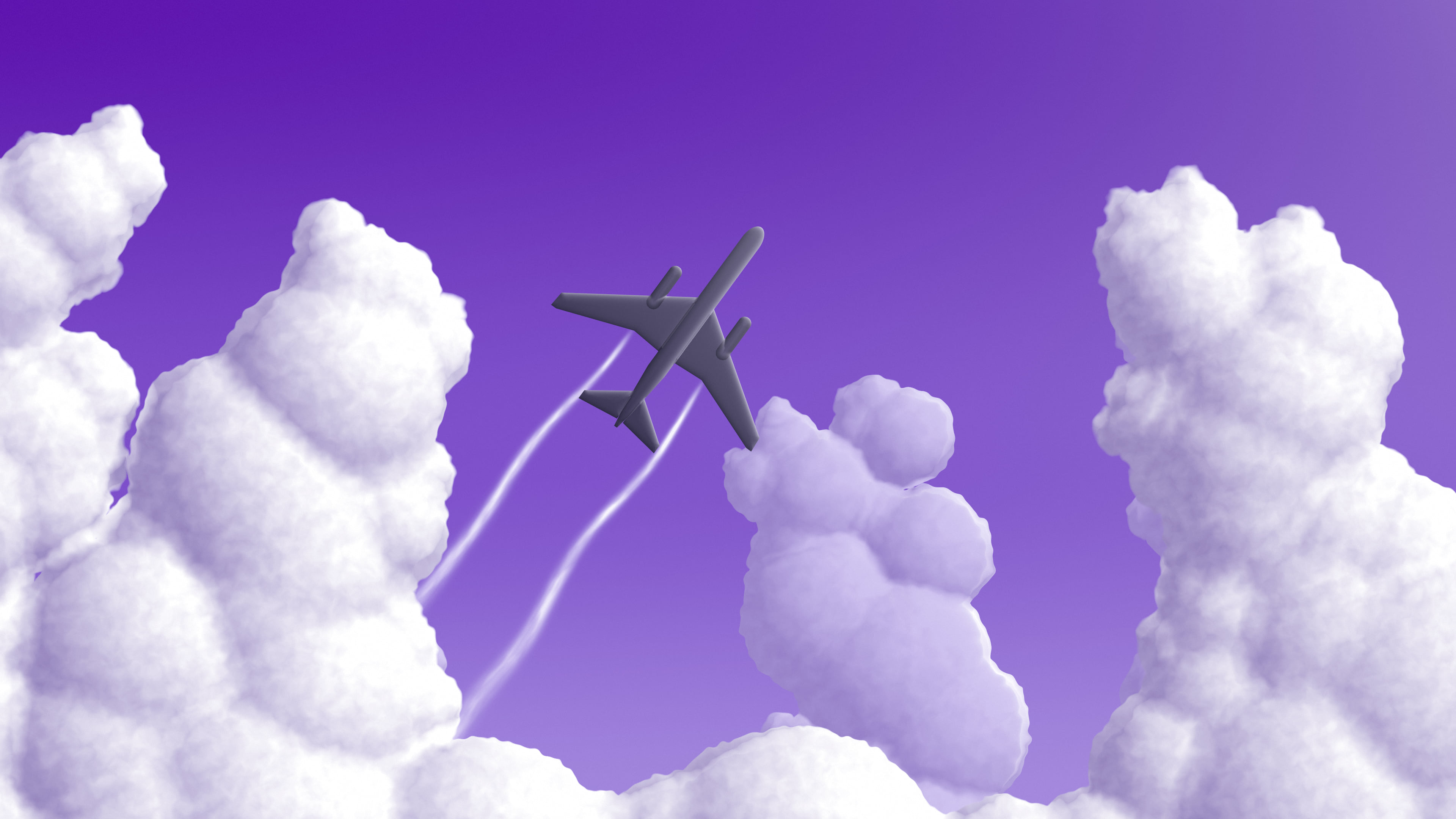Purple Airplane in the Clouds desktop wallpaper in 4K