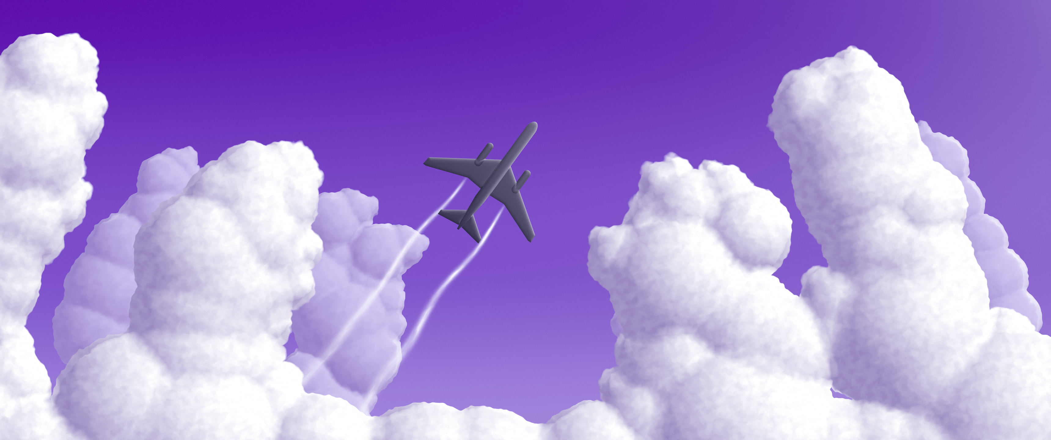 Purple Airplane in the Clouds ultrawide wallpaper, 3440 × 1440
