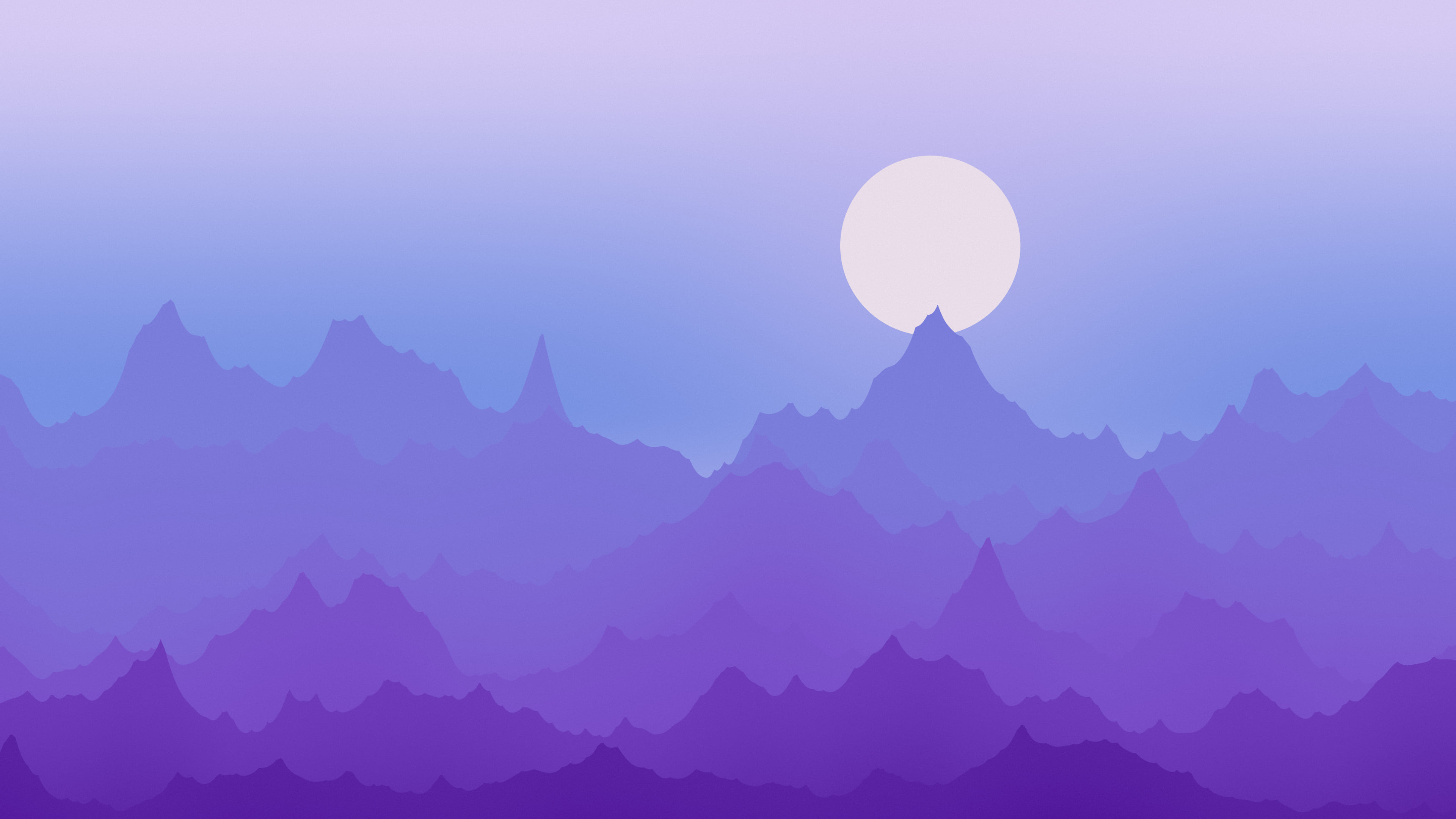 Purple and Blue Minimalist Mountain Landscape desktop wallpaper in 4K