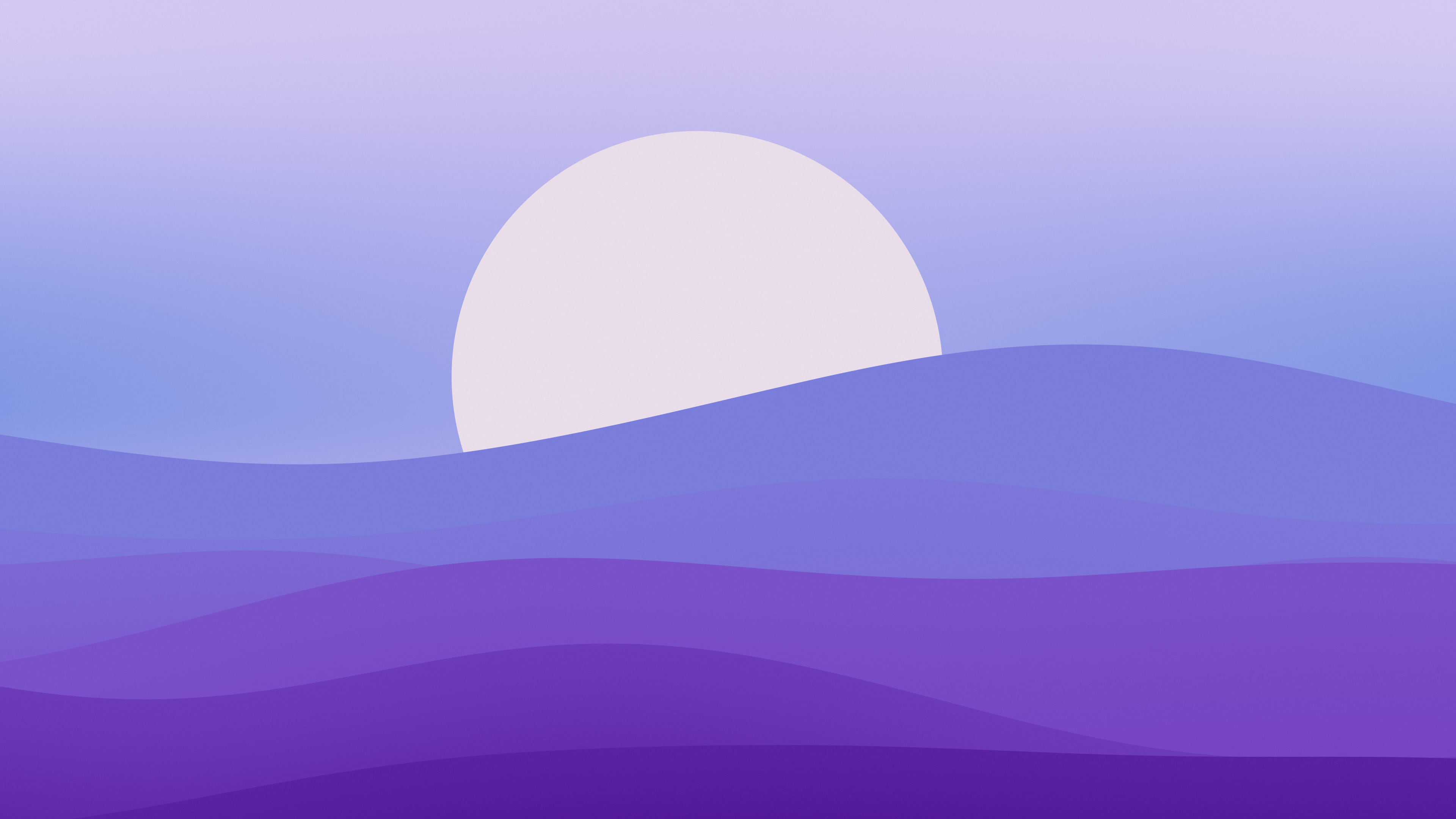 Purple and Blue Minimalist Sunset Hills desktop wallpaper in 4K