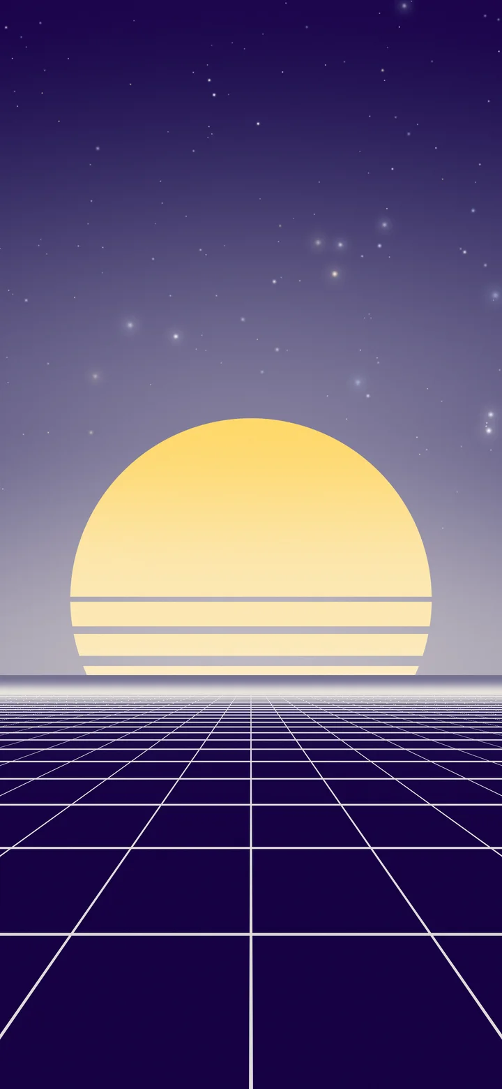 Purple and Cream Synthwave Grid Sunset wallpaper for iPhone and Android