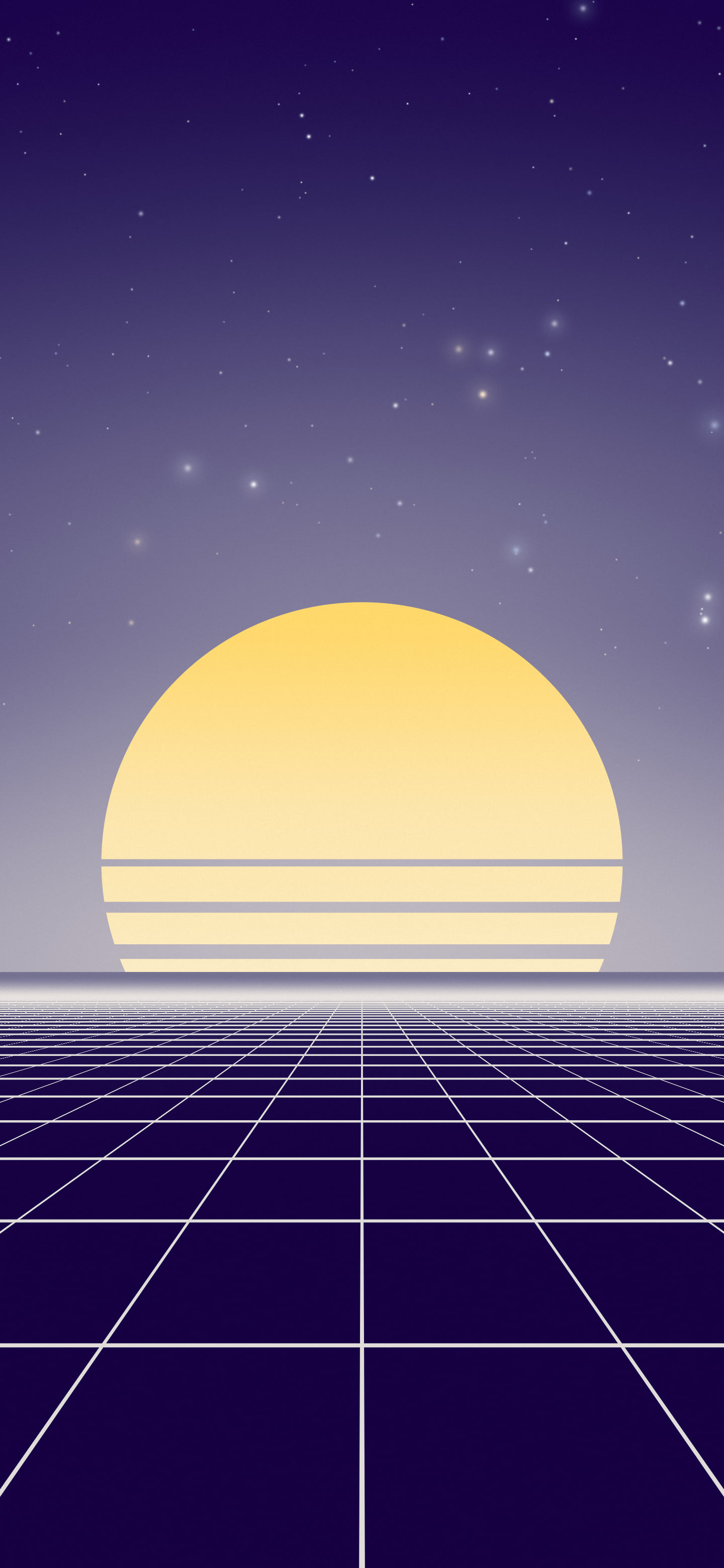 Purple and Cream Synthwave Grid Sunset wallpaper for iPhone and Android