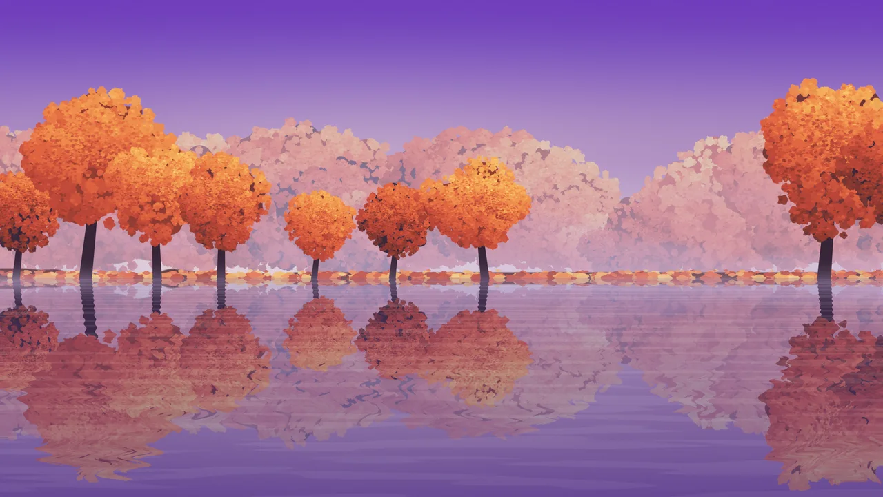 Purple Autumn Lake desktop wallpaper in 4K