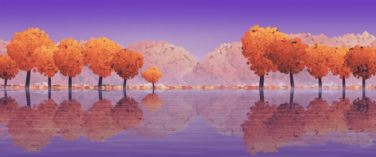 Purple Autumn Lake ultrawide wallpaper, 3440 × 1440