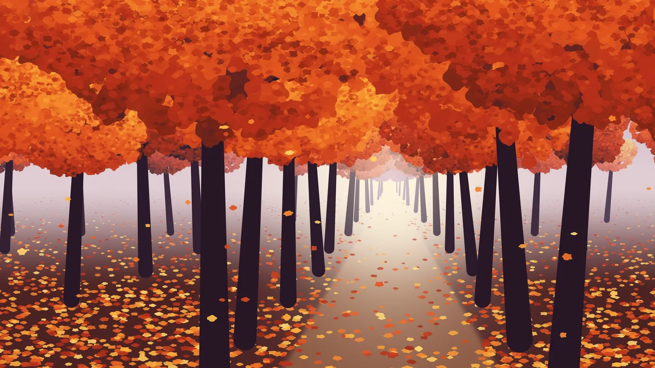 Purple Autumn Path desktop wallpaper in 4K