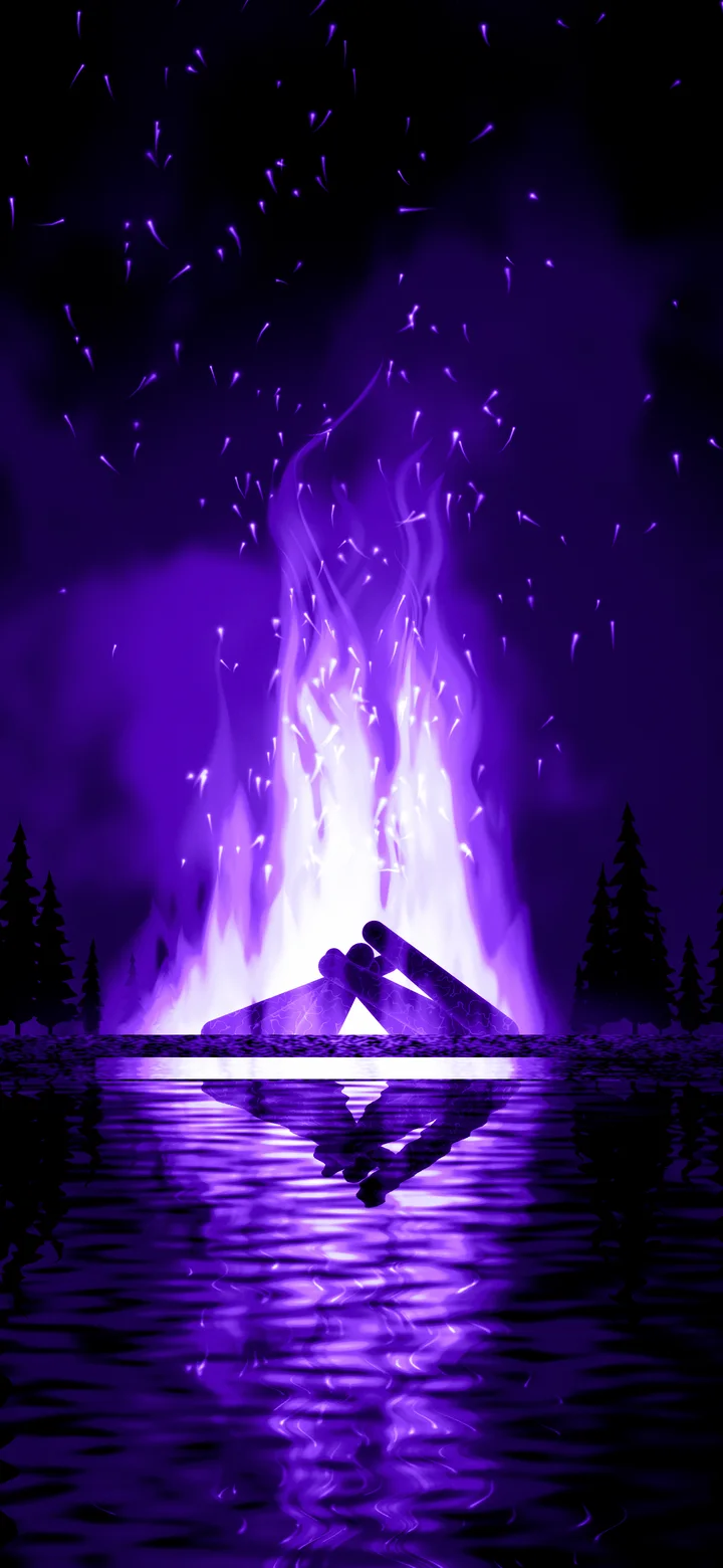 Purple Bonfire by the Water wallpaper for iPhone and Android