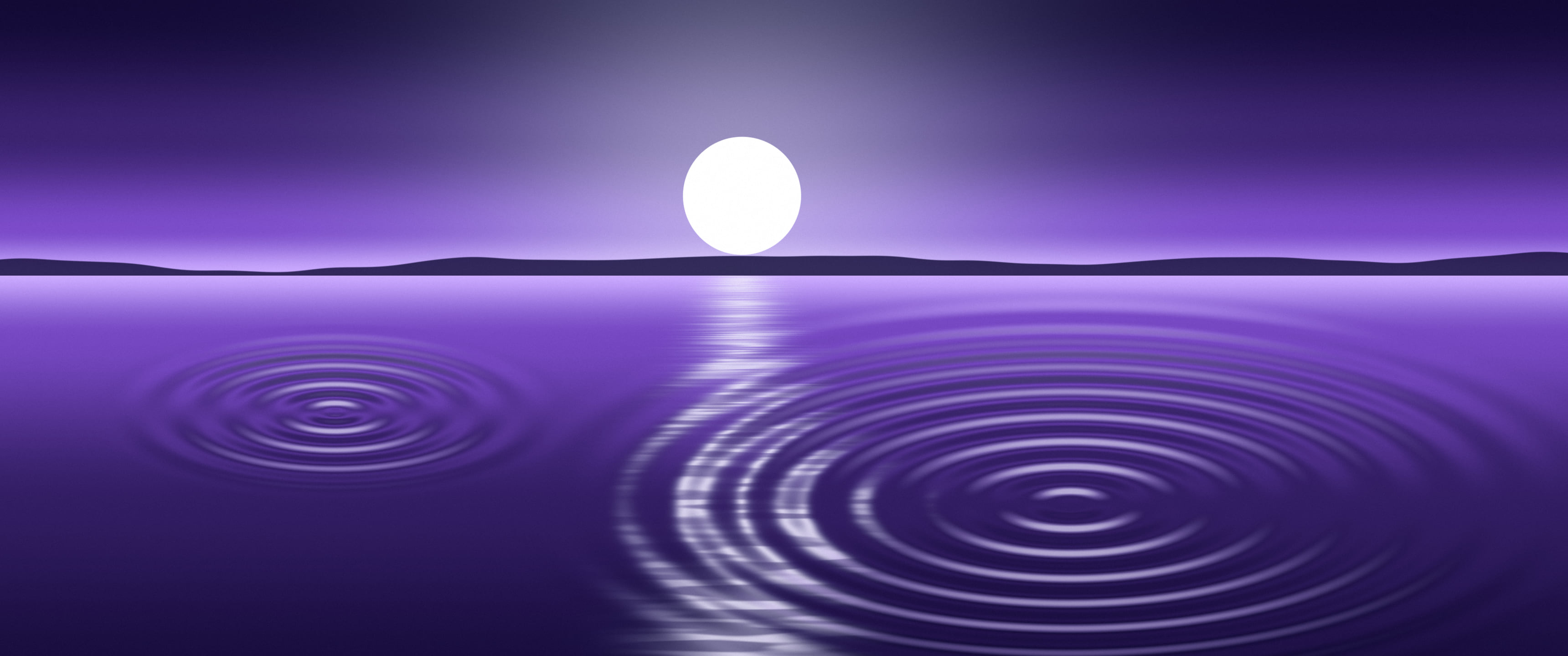 Purple Calm Water Ripples ultrawide wallpaper, 3440 × 1440