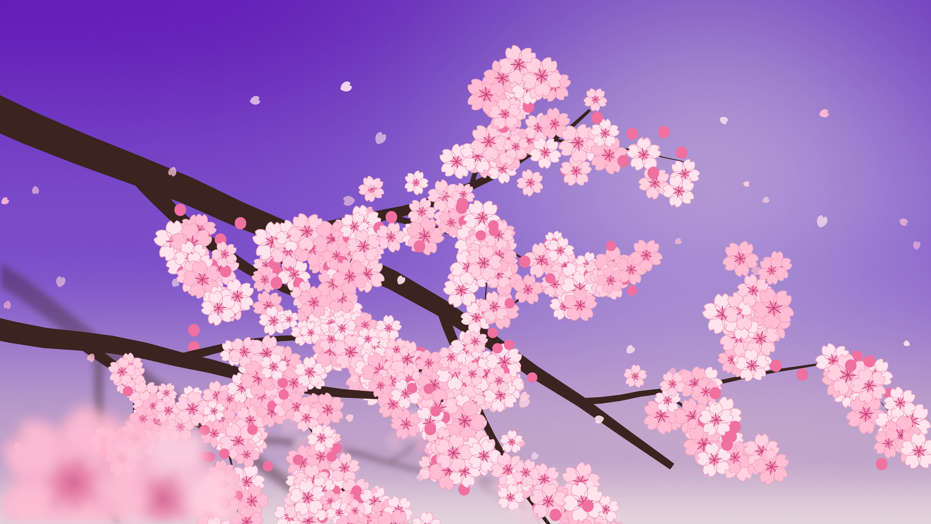 Purple Cherry Blossom Branch desktop wallpaper in 4K