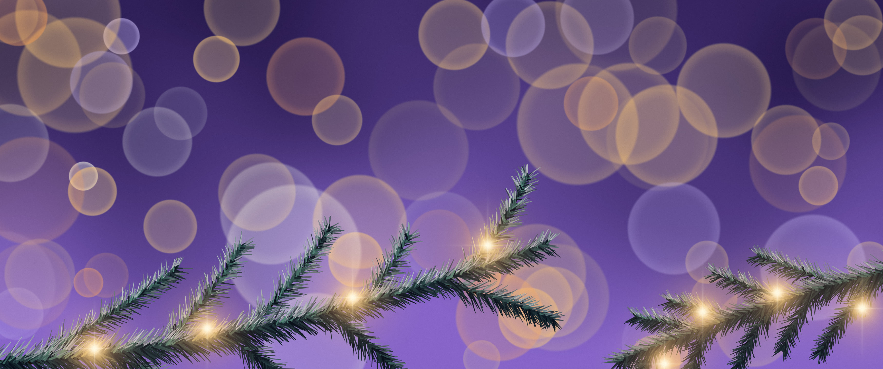 Purple Christmas Lights Bokeh ultrawide wallpaper, 3440 × 1440