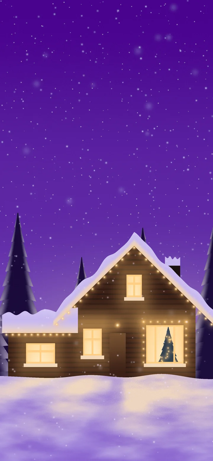 Purple Christmas Lights House wallpaper for iPhone and Android