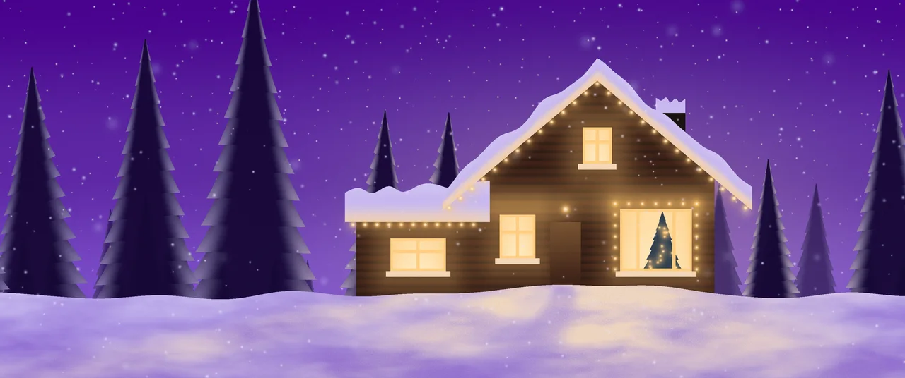 Purple Christmas Lights House ultrawide wallpaper, 3440 × 1440