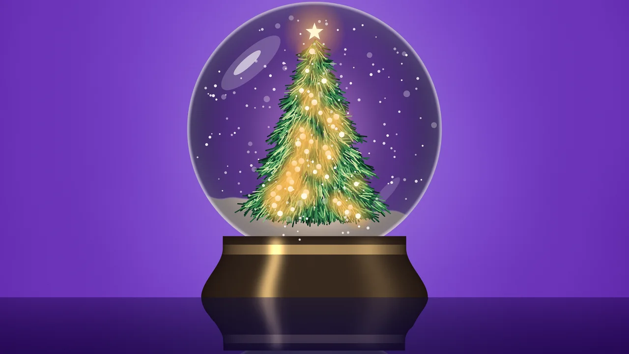 Purple Christmas Snow Globe desktop wallpaper in 4K