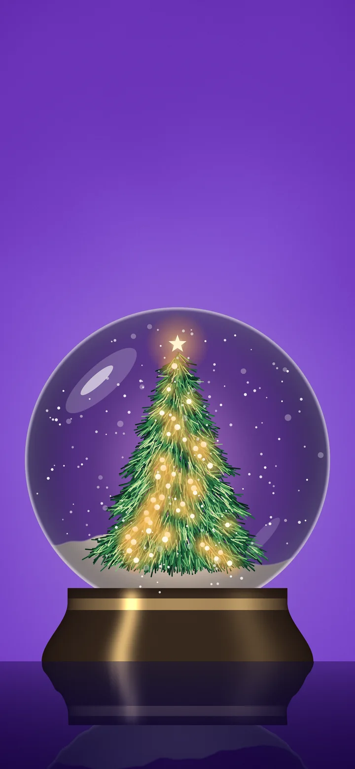 Purple Christmas Snow Globe wallpaper for iPhone and Android