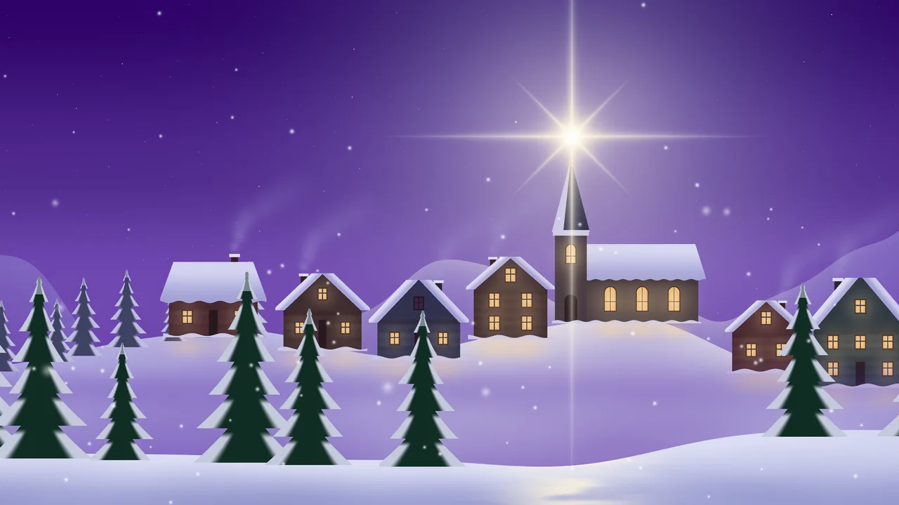 Purple Christmas Star desktop wallpaper in 4K