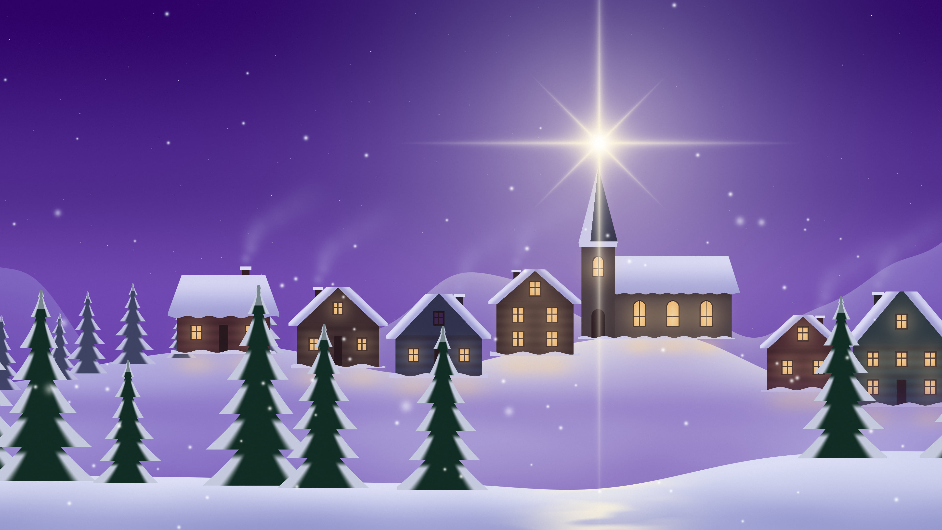 Purple Christmas Star desktop wallpaper in 4K