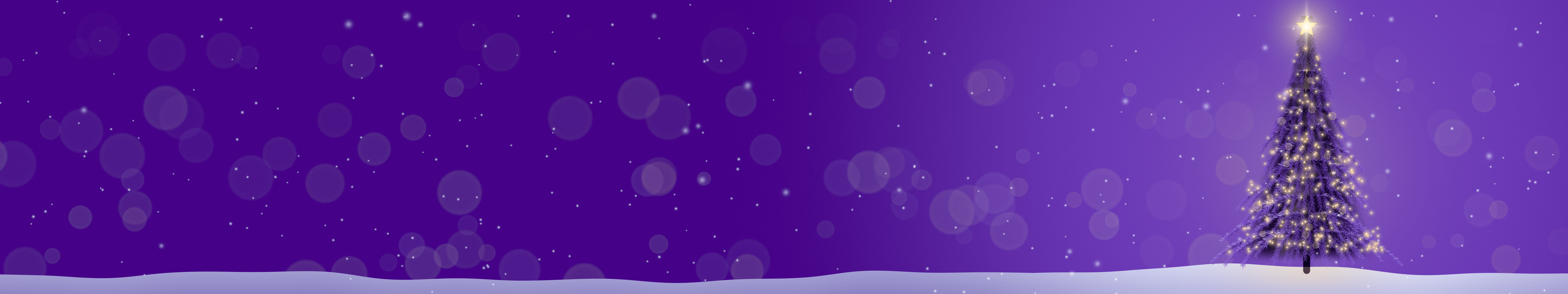 Purple Christmas Tree triple monitor wallpaper, 7680 × 1440