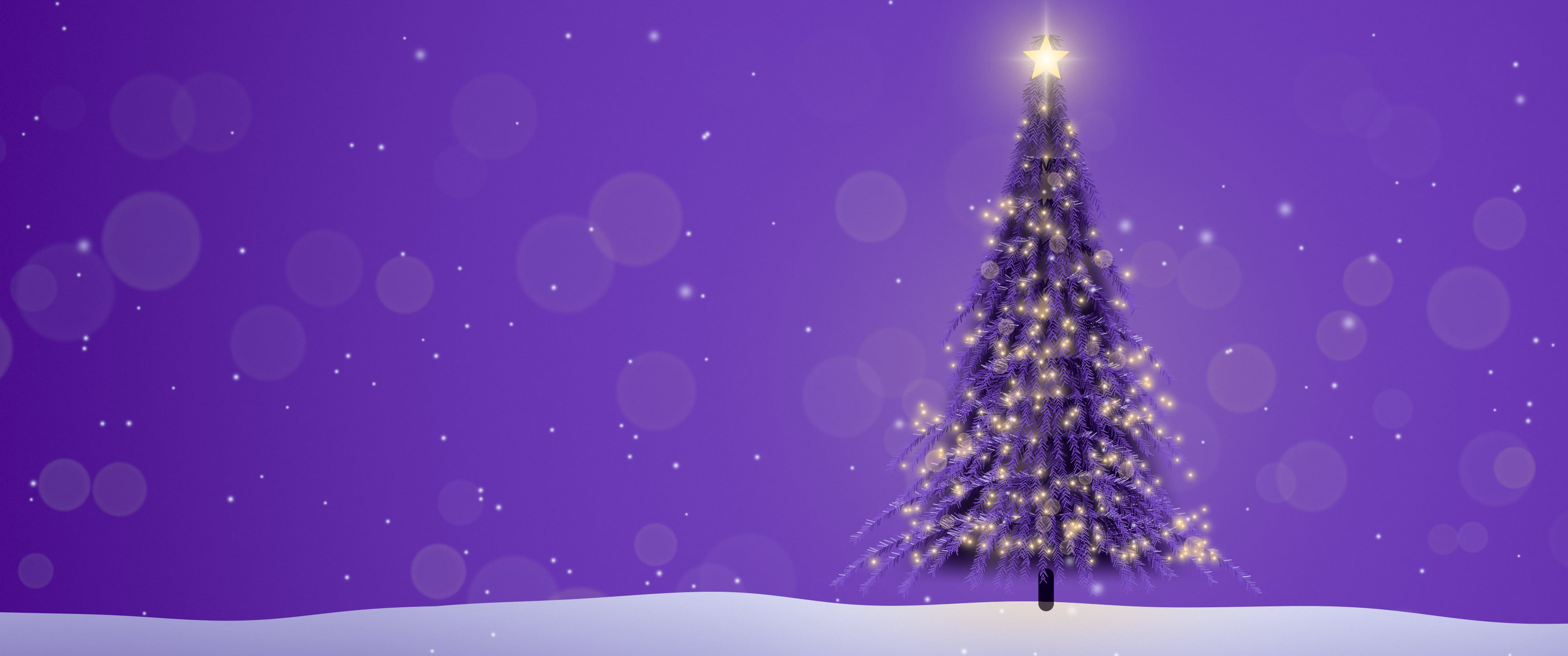 Purple Christmas Tree ultrawide wallpaper, 3440 × 1440