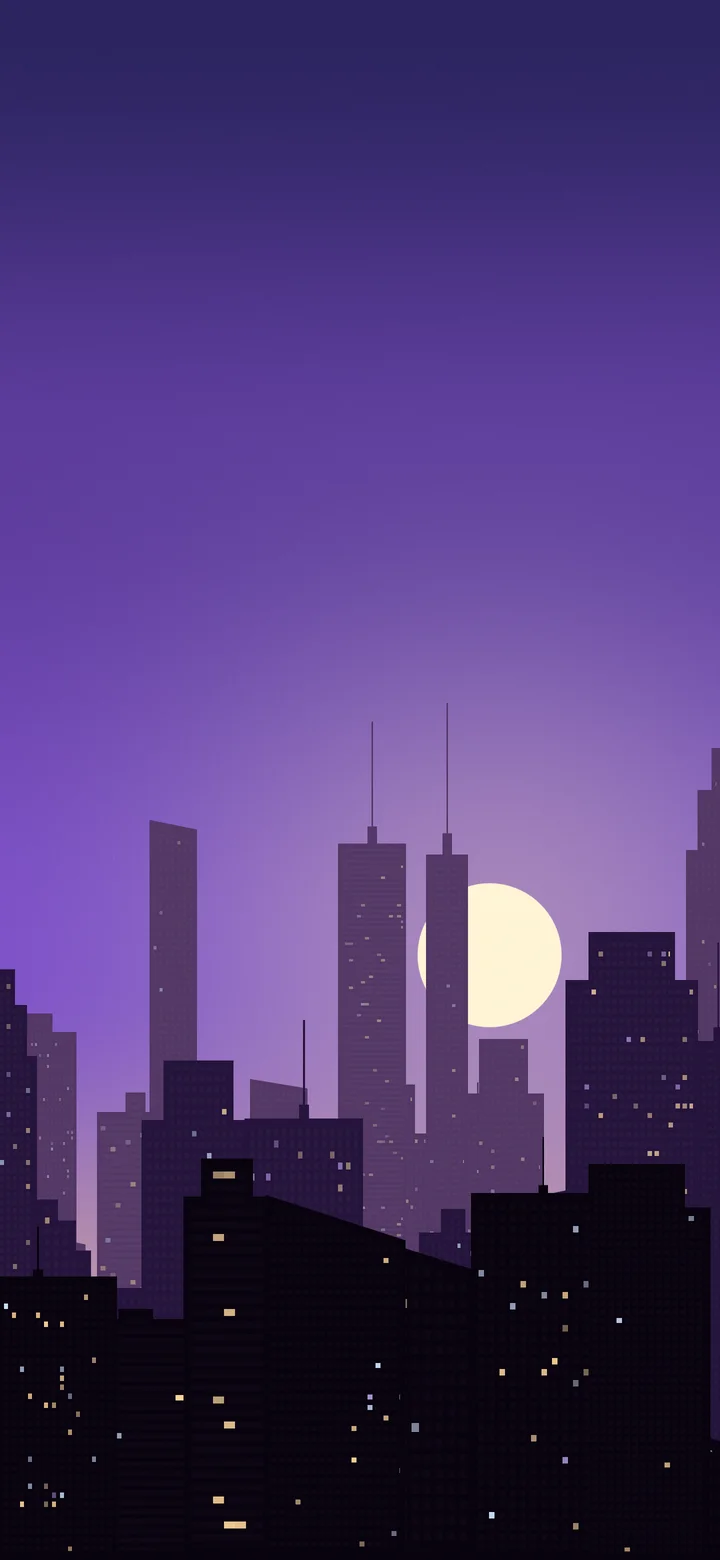 Purple City Skyline Sunset wallpaper for iPhone and Android