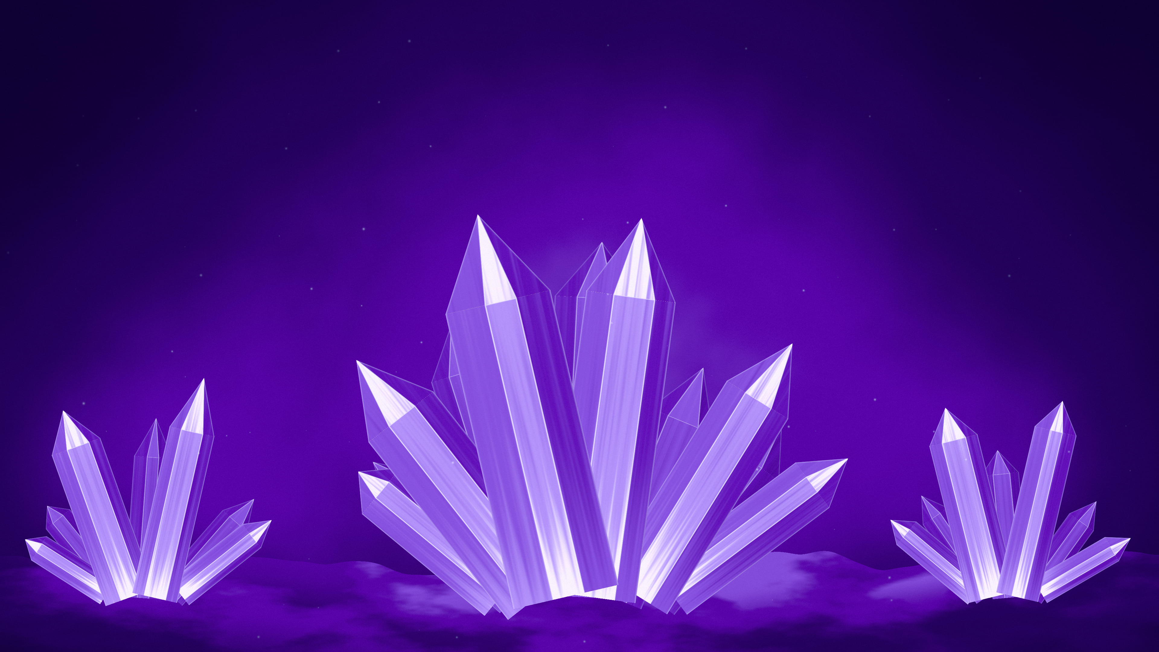 Purple Crystal Cluster desktop wallpaper in 4K