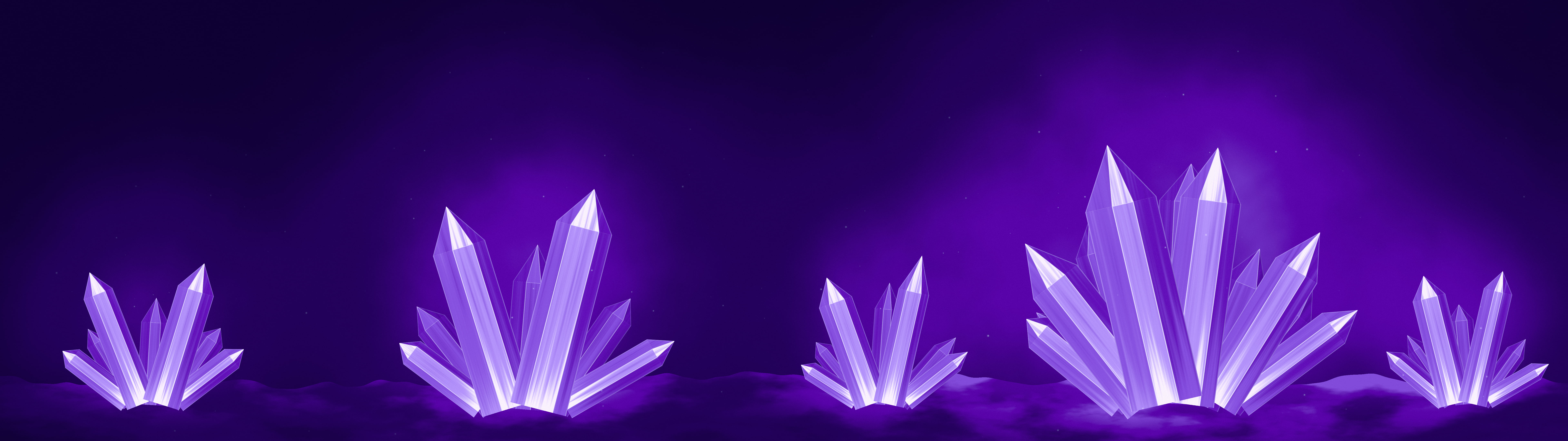 Purple Crystal Cluster dual monitor wallpaper, 7680 × 2160