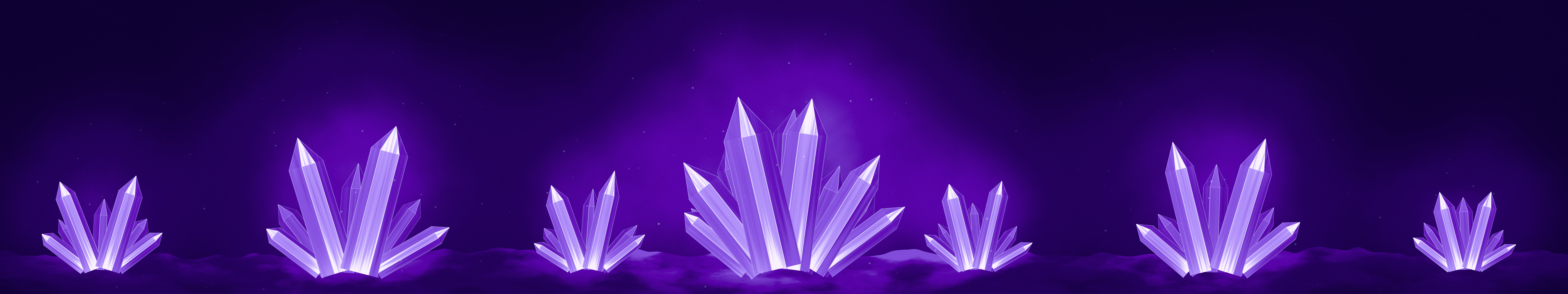 Purple Crystal Cluster triple monitor wallpaper, 7680 × 1440