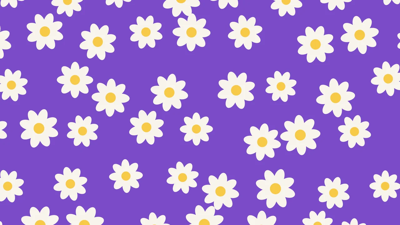 Purple Daisy Flower Pattern desktop wallpaper in 4K