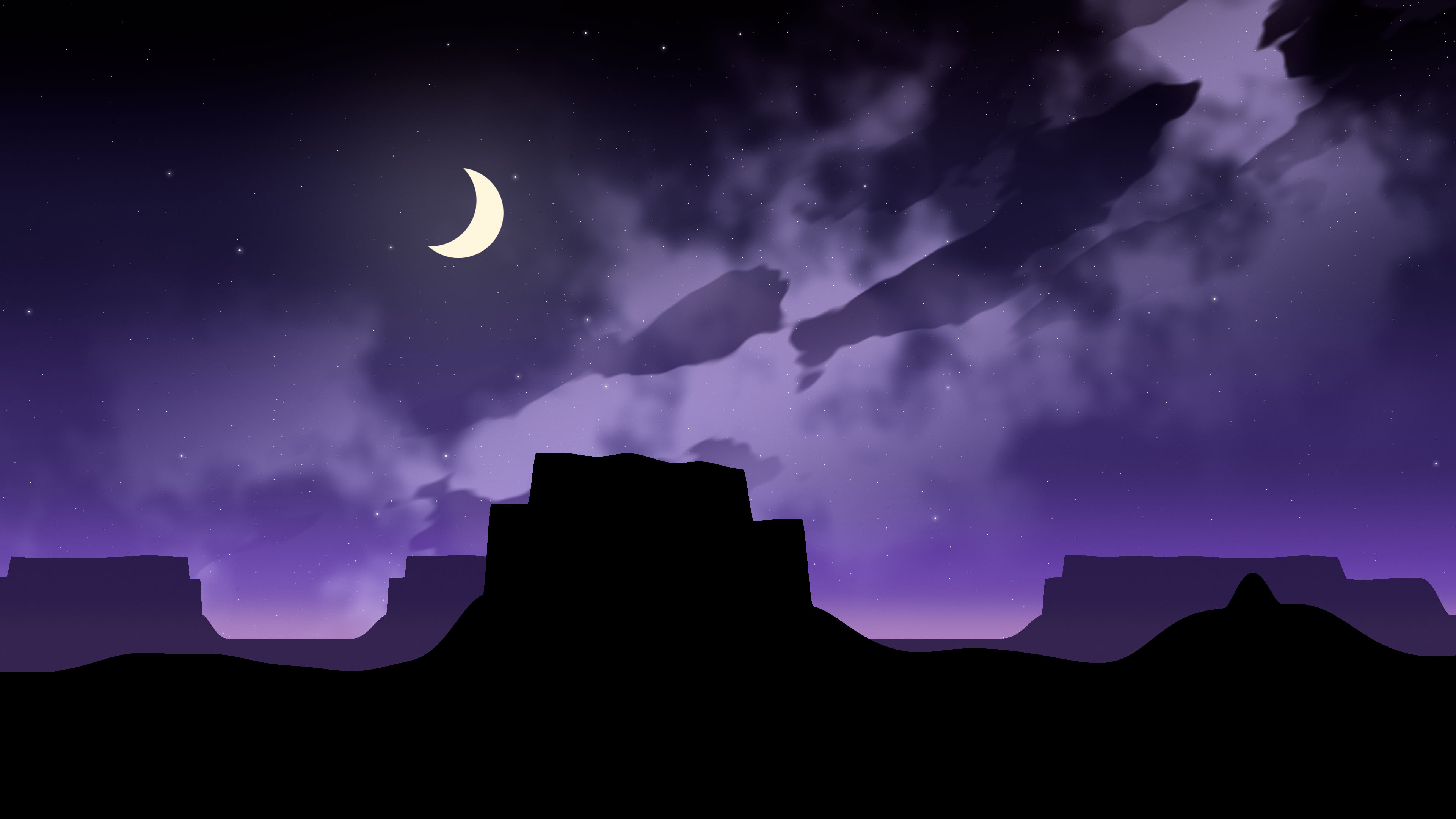 Purple Desert Night Sky desktop wallpaper in 4K