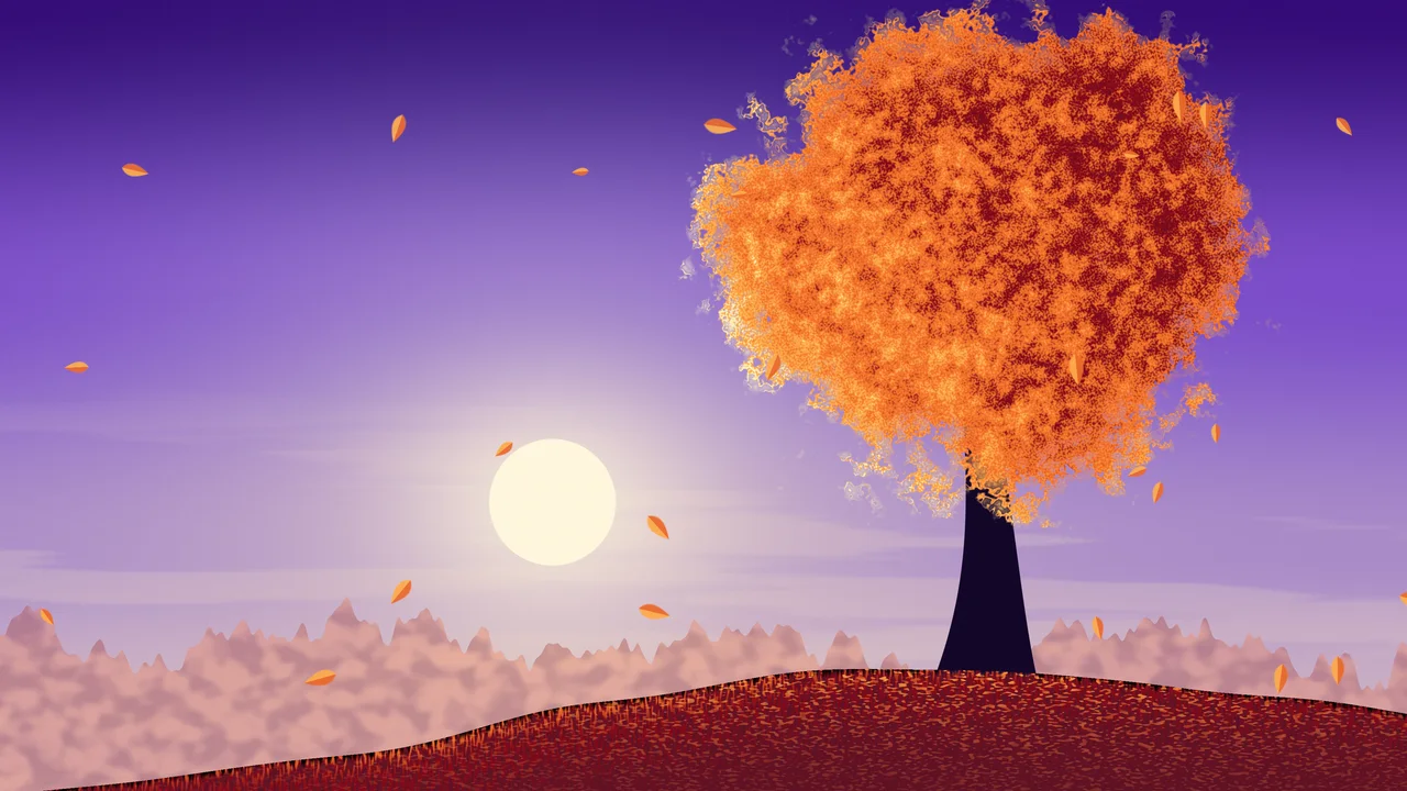 Purple Fall Maple Tree desktop wallpaper in 4K