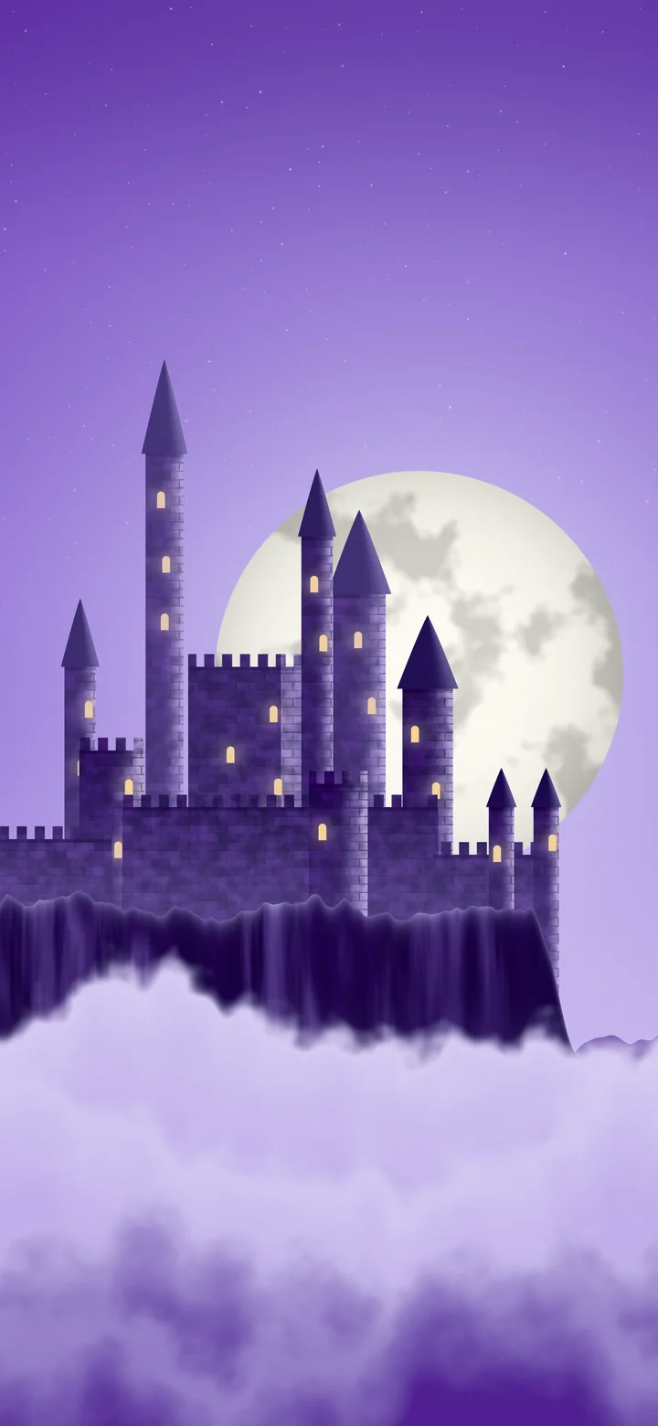 Purple Fantasy Castle in the Clouds wallpaper for iPhone and Android