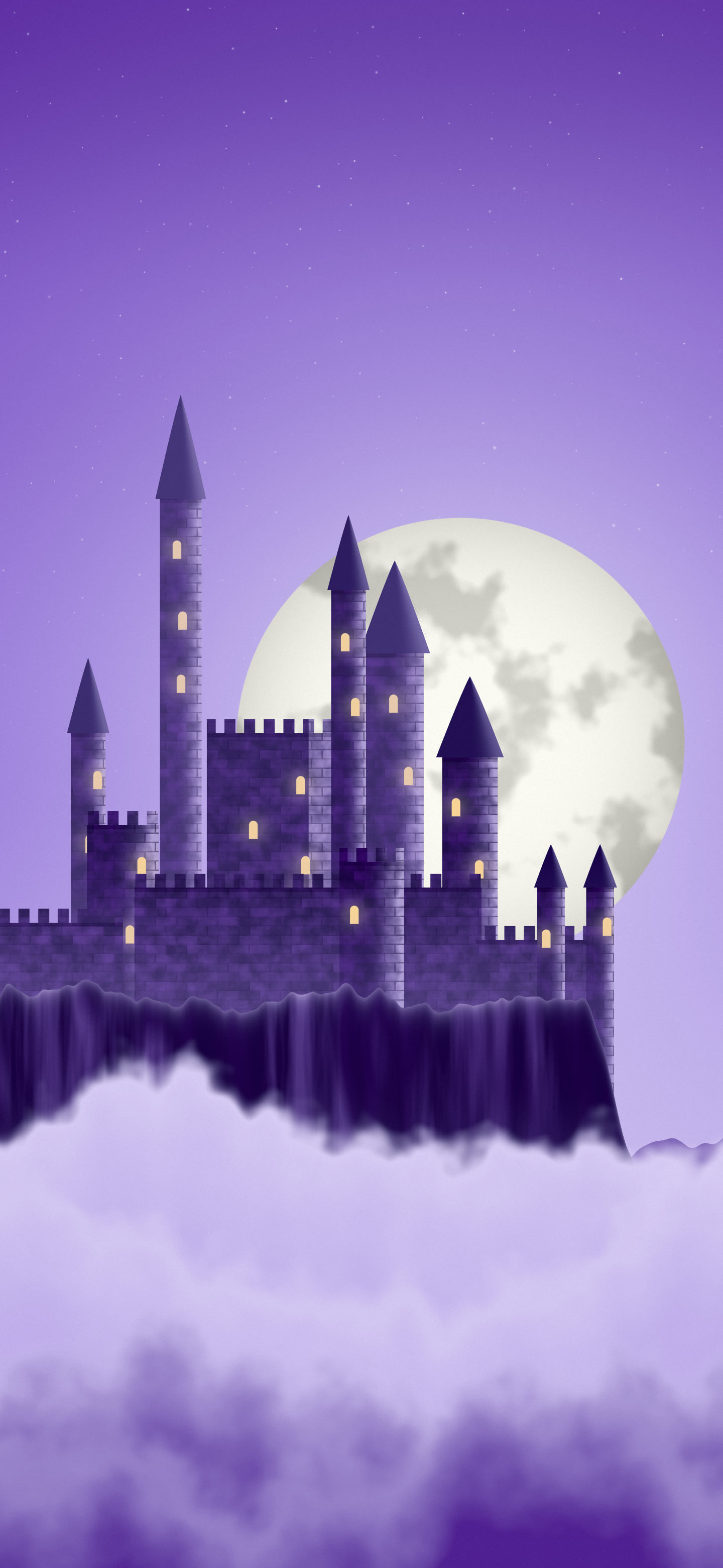 Purple Fantasy Castle in the Clouds wallpaper for iPhone and Android
