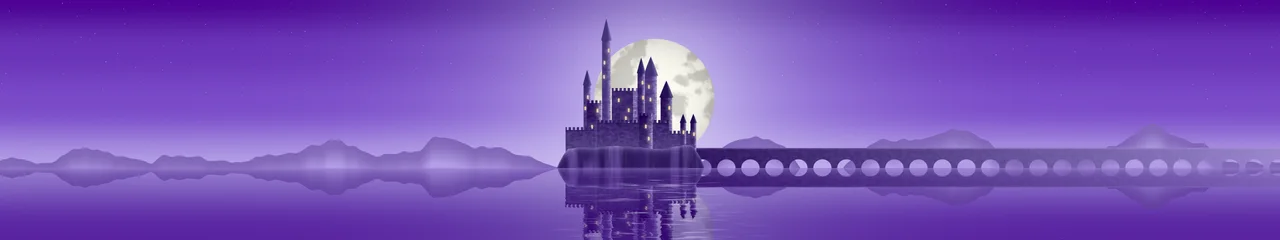 Purple Fantasy Castle on a Lake triple monitor wallpaper, 7680 × 1440