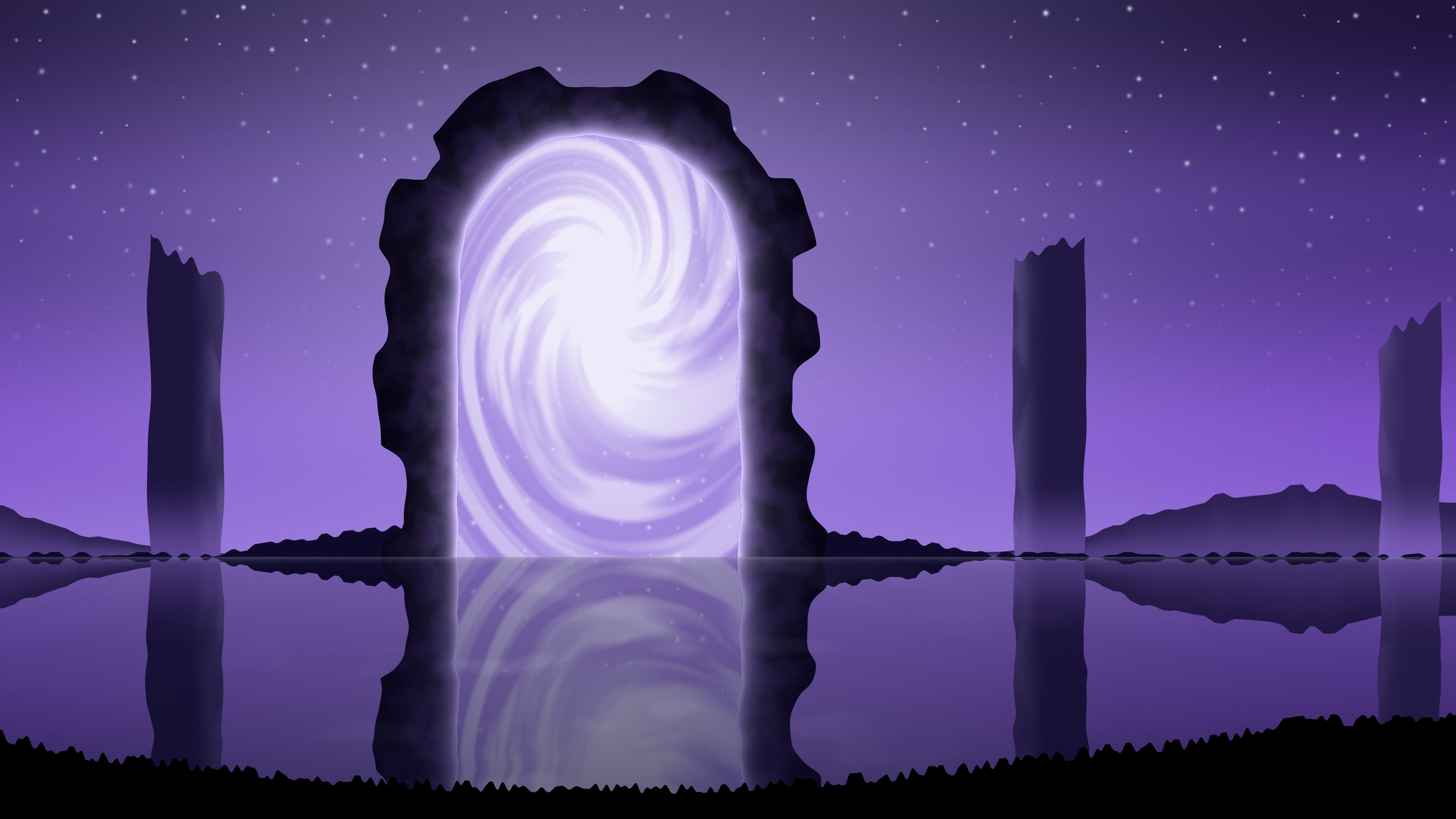 Purple Fantasy Stone Portal desktop wallpaper in 4K