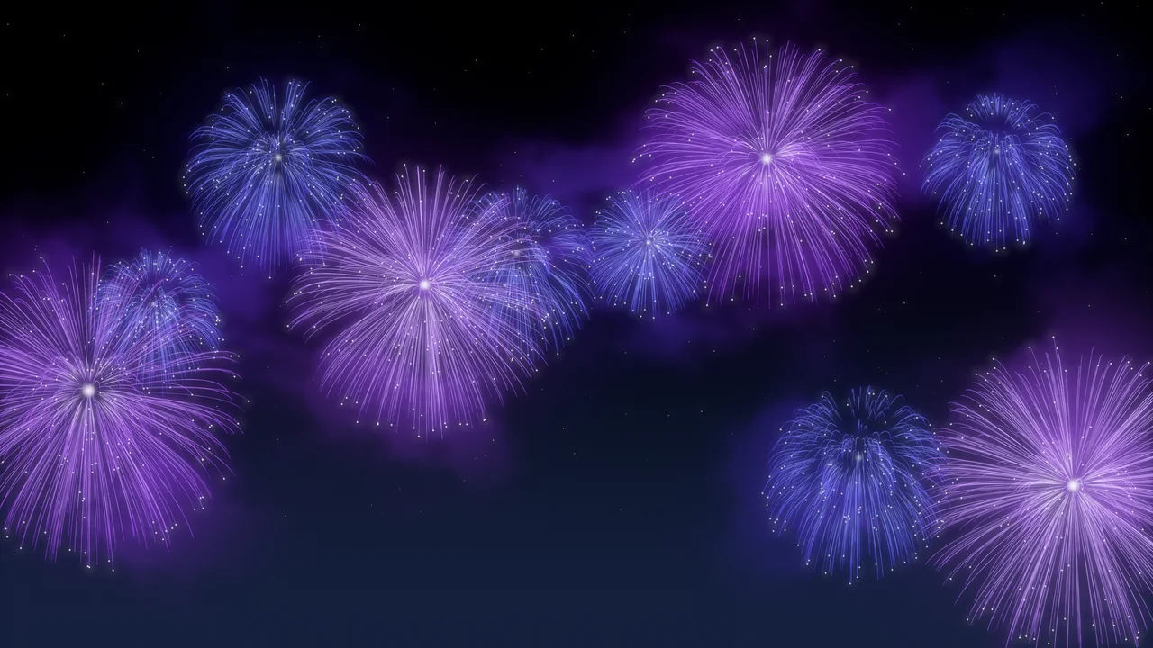 Purple Fireworks Finale desktop wallpaper in 4K