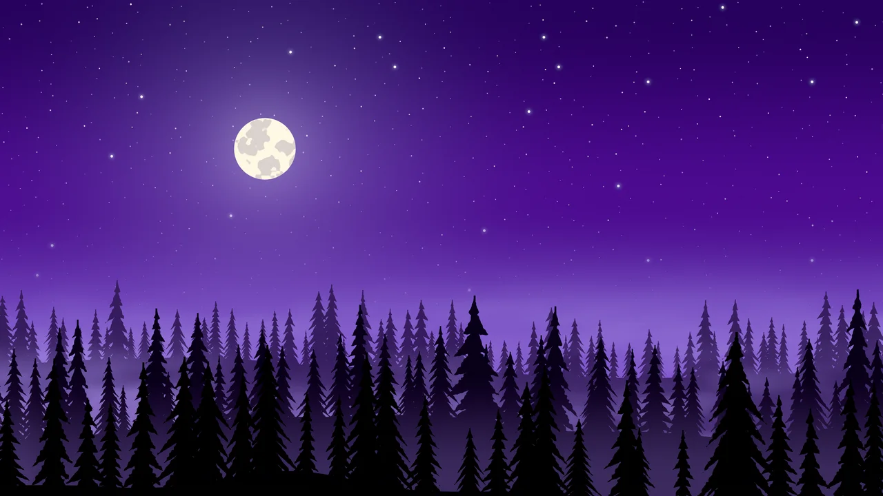 Purple Forest at Night desktop wallpaper in 4K