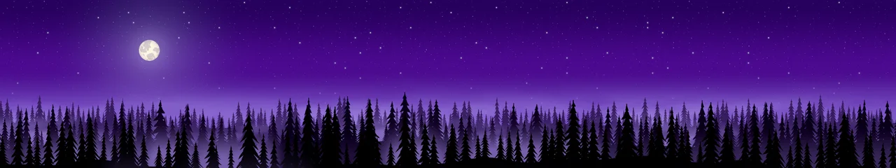 Purple Forest at Night triple monitor wallpaper, 7680 × 1440